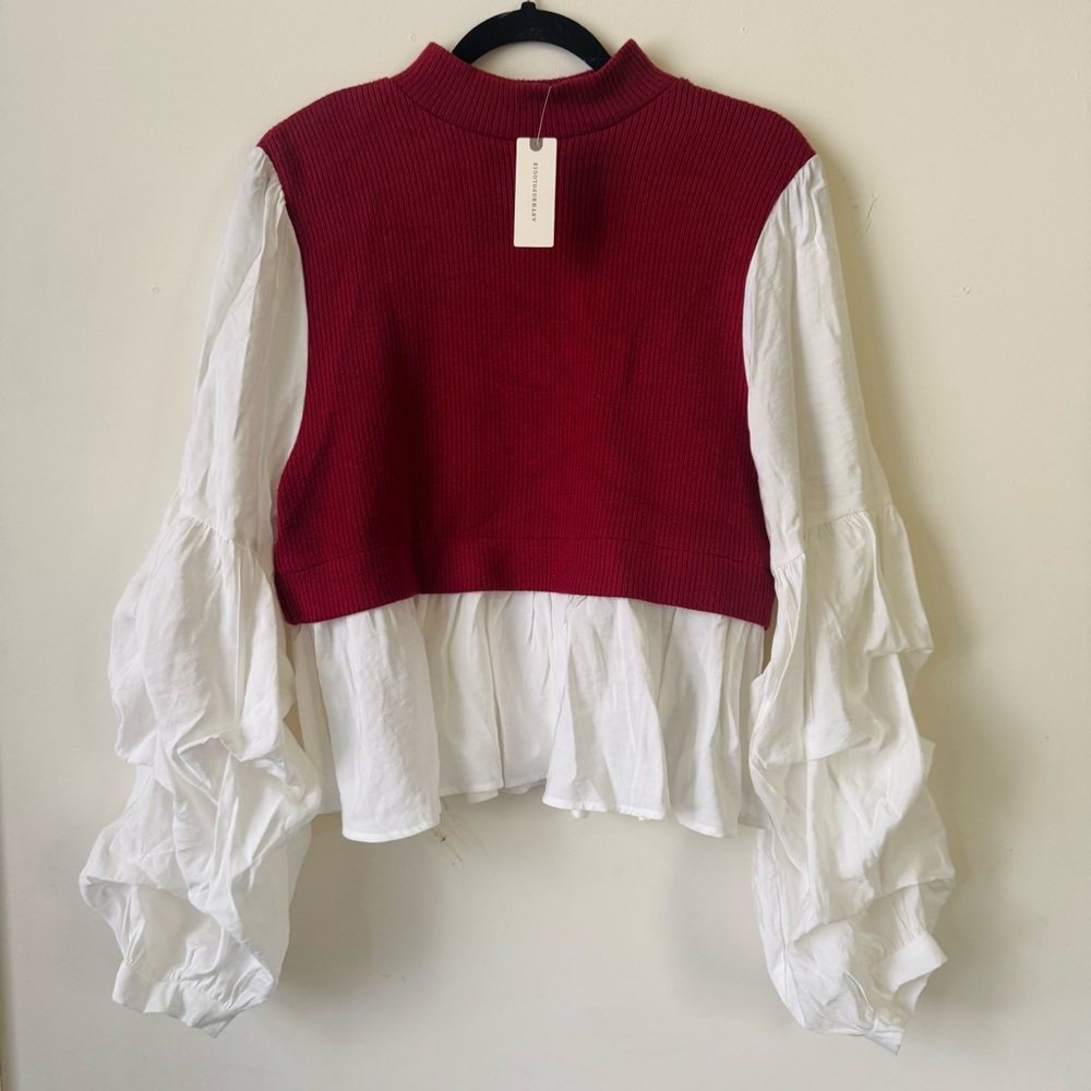 NWT Anthropologie Ruffle Layered Sweater Top